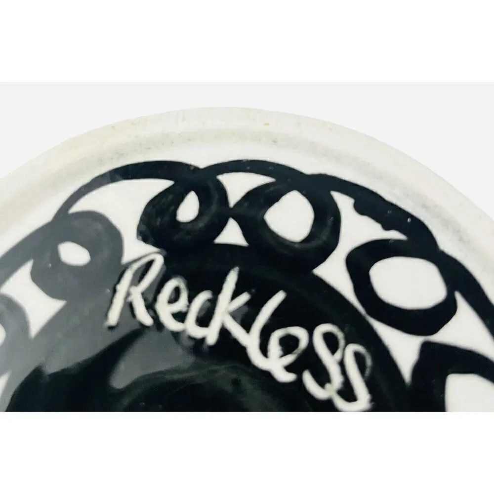 Vintage 1996 Signed Reckless Designs Ceramic Vase Caddy Cup UK Pottery Handmade